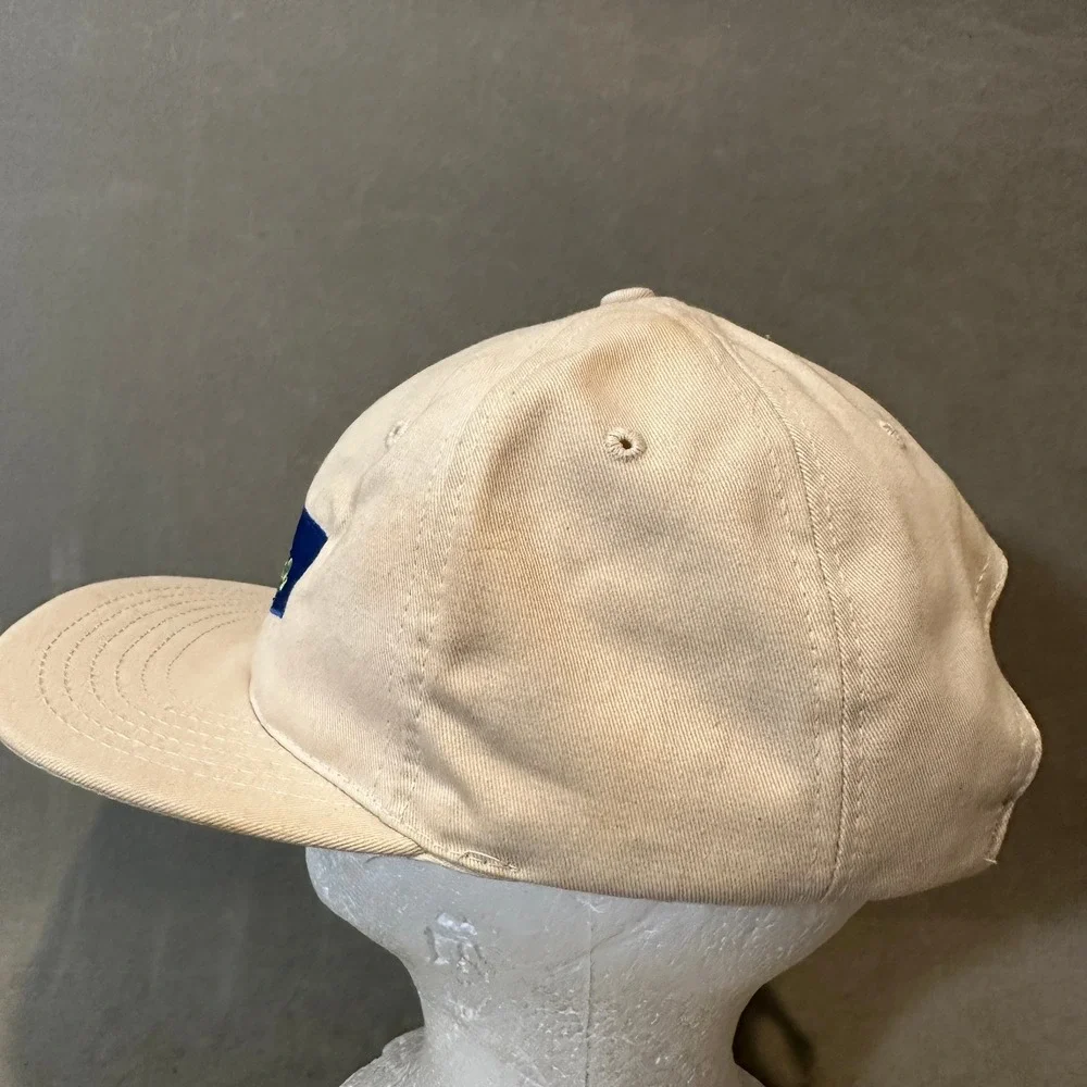 Vintage Cap America Buckeye Hat Tan Cotton Strapback Dad Cap‎ Leather Strap